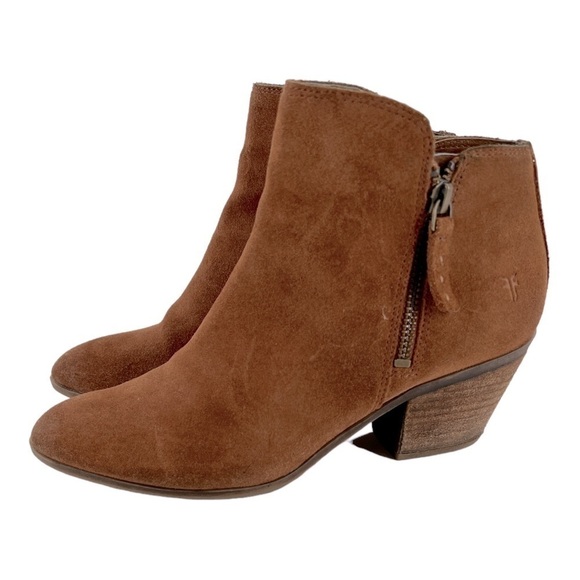 Frye Women's Judy Zip Bootie Ankle Boots Size 6 M 347-0015-COGNAC Suede - Picture 13 of 16